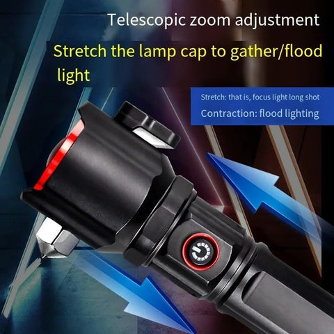 5-in-1 Rechargeable Flashlight & Power Bank (1KM Range)