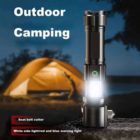 5-in-1 Rechargeable Flashlight & Power Bank (1KM Range)